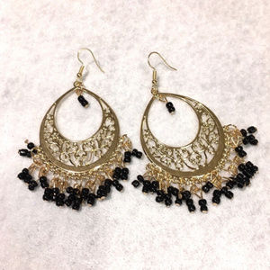 Gold and Black Filigree Earrings